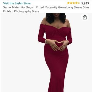 Elegant Burgundy Off The Shoulder Maternity Dress